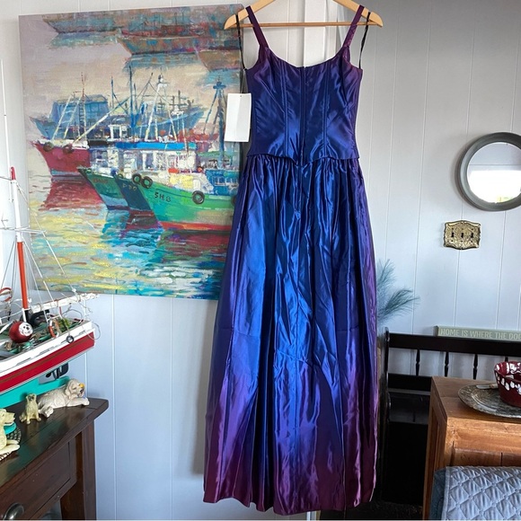 NWT 80s Gunne Sax Jessica McClintock Ombré Acetate Blue Purple Prom Dress Formal - Picture 5 of 16